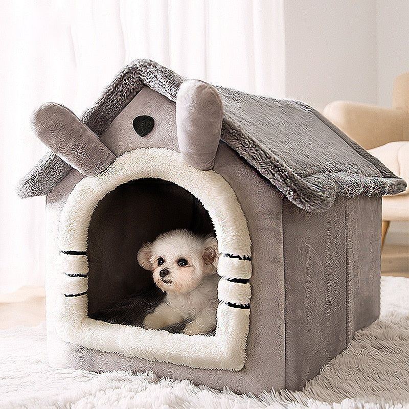 Foldable Cat House Winter Warm Chihuahua Cave Bed Cat Basket for Small Dogs Warm Mat Kennel Puppy House Deep Sleep Pet Supplies - Jointcorp