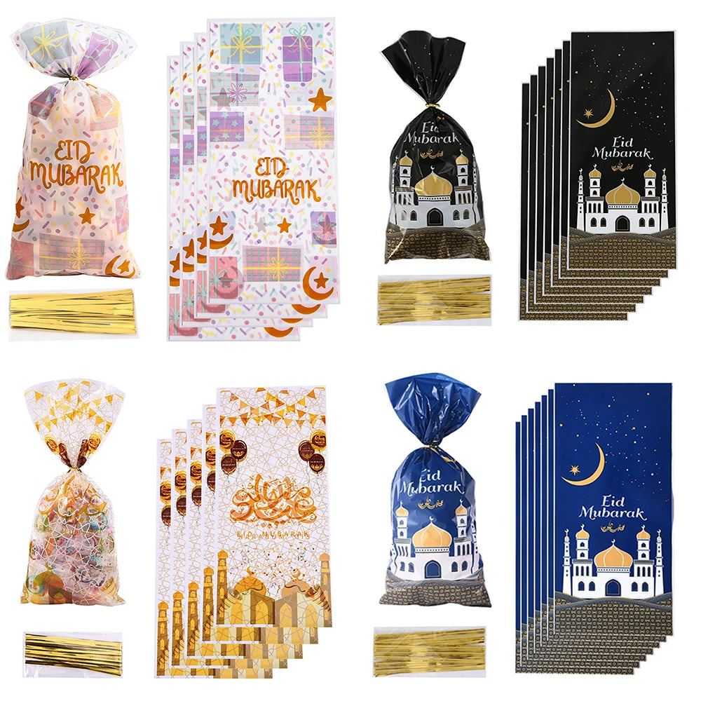 50/100pcs Ramadan Goodie Bags,Eid Mubarak Sweets Bags,Eid Gifts For Islamic Muslim,Eid Al-Fitr Candy Bags Ramadan Kareem Decor