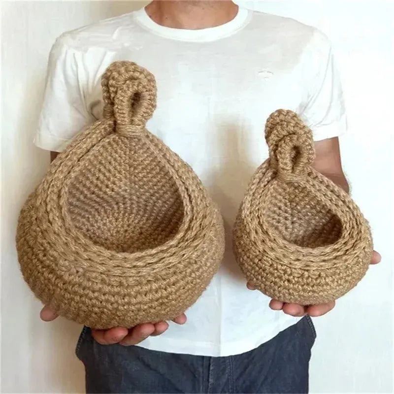 Wall-mounted Vegetable Basket Fruit and Sundry Basket Natural Wicker Weave Storage Basket Kitchen Storage Home Decoration