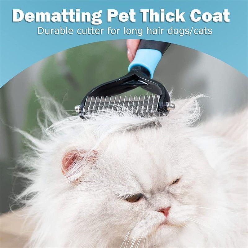 Professional Pet Deshedding Brush 2 Sided Dematting Dog Comb Cat Brush Rake Puppy Grooming Tools Undercoat Shedding Flying Hair - Jointcorp
