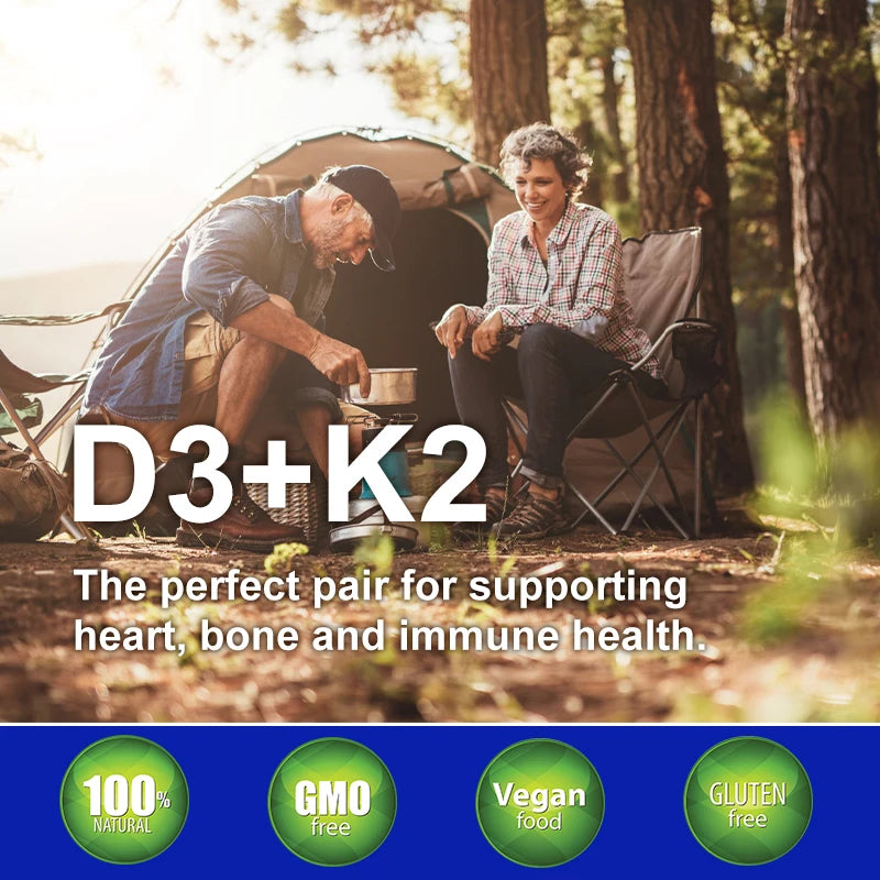 Kexinsh D3 K2 Vitamin Capsules Helps Promote Bone Heart Immune Health Non-GMO formula Protects The Heart and Supports Immunity