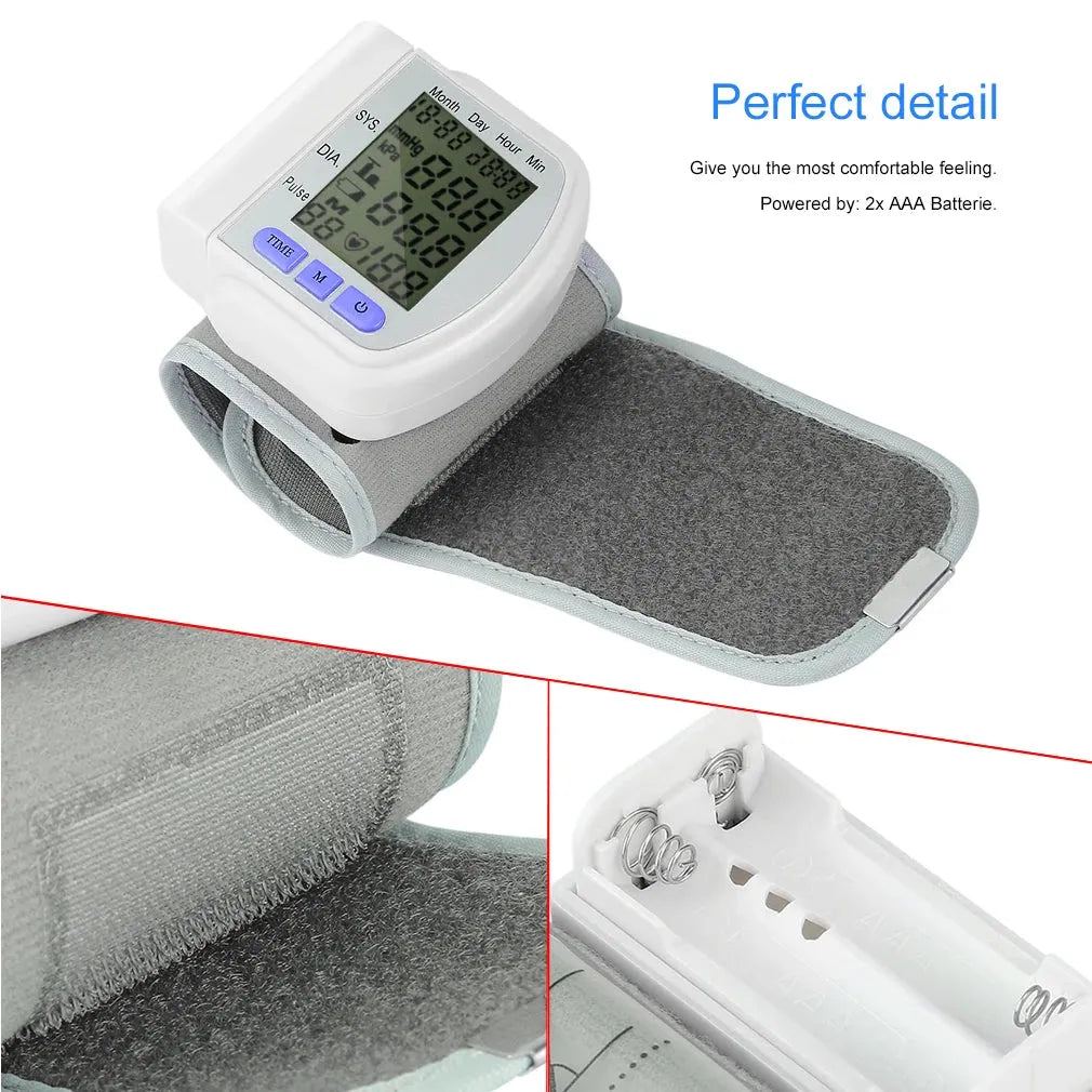 ZOSS Automatic Sphygmomanometer Wrist Monitor LCD Digital Wrist Blood Pressure Monitor Heart Pulse Measure High Real-time