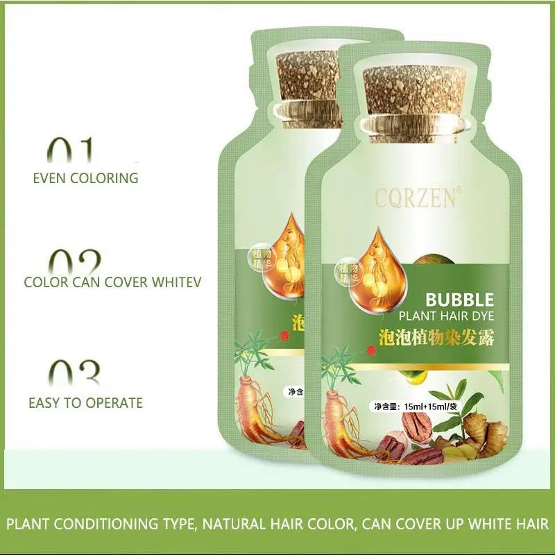 10pcs/Box Hair Dye Shampoo Natural Plant Bubble Hair Dye Long-lasting Hair Color Convenient And Effective Hair Coloring Shampoo
