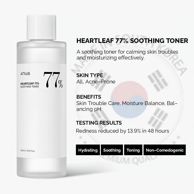 Korean Anua Heartleaf Rice 70 Glowing Milky Toner 77 Acne Lotion Whitening Cream Serum Faciales Originales Skincare Products set