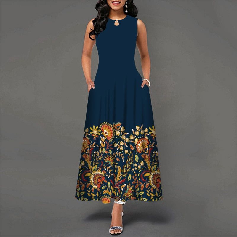 Women New Loose Floral Vintage Hole Ruffles Befree Dress Large Big Summer Camis Party Elegant Maxi Dresses