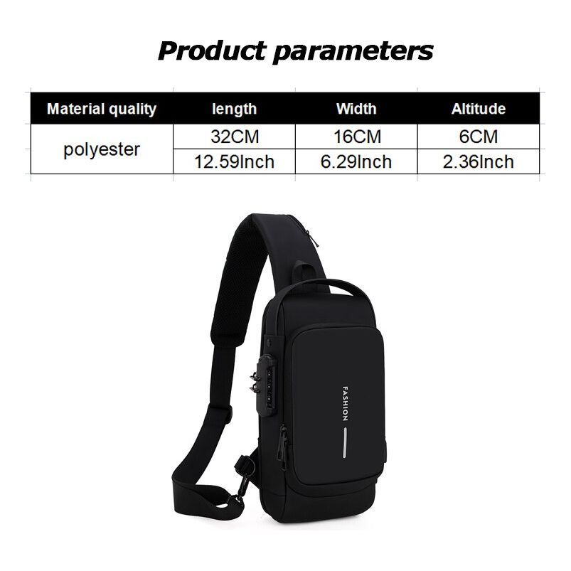 Men Multifunction Anti Theft USB Shoulder Bag Man Crossbody Cross Body Travel Sling Chest Bags Pack Messenger Pack