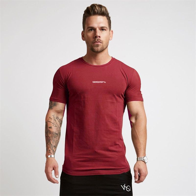 Men's T-shirts Cotton round neck slim Gym Sports Fitness T-Shirt Fashion Men's Clothing - Jointcorp