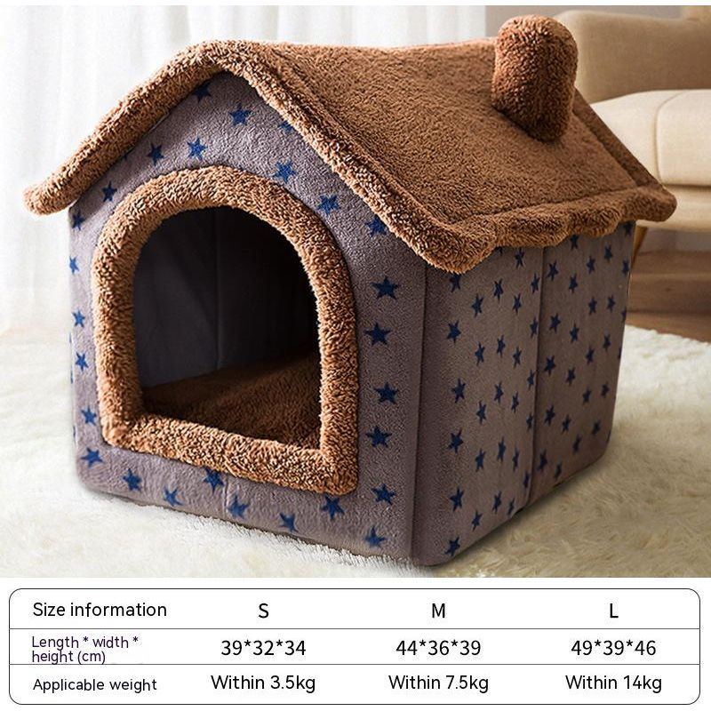 Foldable Cat House Winter Warm Chihuahua Cave Bed Cat Basket for Small Dogs Warm Mat Kennel Puppy House Deep Sleep Pet Supplies - Jointcorp