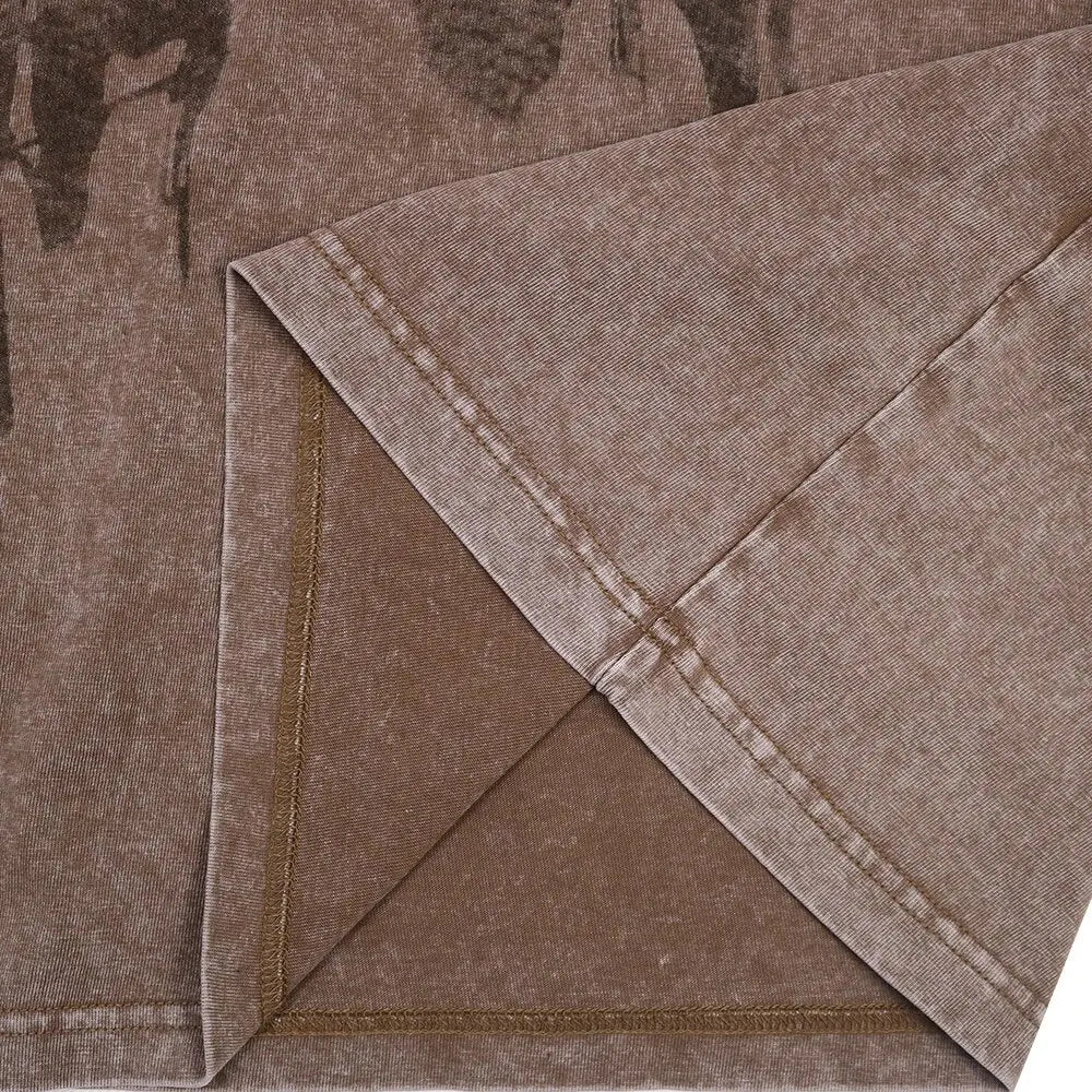 King Billion 240G Cotton Vintage Short-sleeved T-shirt Men Y2K American Retro T Shirt Women Summer Hip Hop Tee Harajuku T-shirts