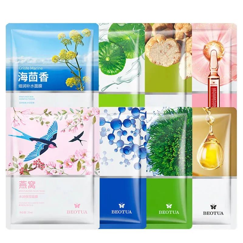 8pcs Natural Plant Face Mask Beauty Skincare Masks Moisturizing Firming Hydrating Facial Mask Face Care Korean Cosmetics