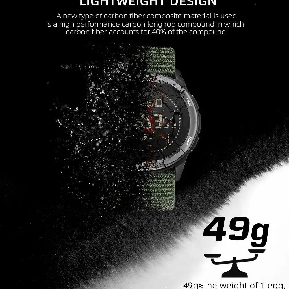 NORTH EDGE ALPS Men's Carbon Fiber Digital Watch Shock Militray Sports Super Light Outdoor