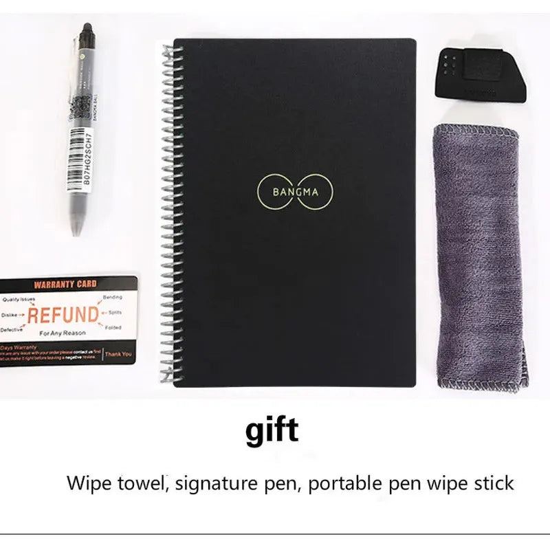 Erasable Notebook Smart Reusable Notebook Microwave Wave Cloud Erase Notepad With Pen Lined Paper Diary Office School Stationery