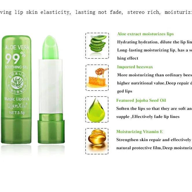 New Natural ALOE VERA Temperature Change Color Jelly Lipstick Long Lasting Moistourizing Lip Makeup Lip Balm Lip Gloss