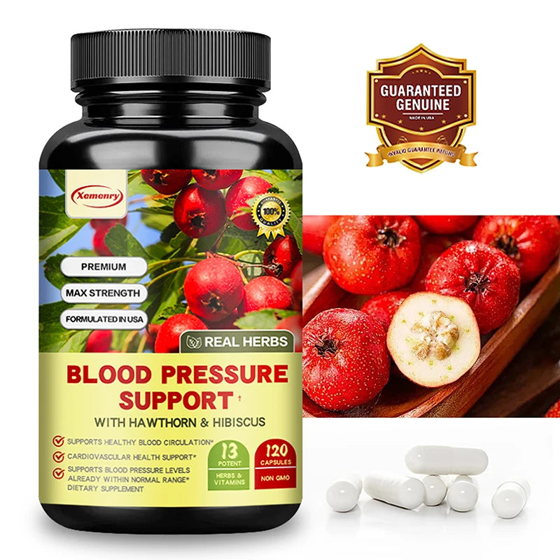 Blood Pressure Support - with Hawthorn & Hibiscus - Supports Cardiovascular Health and Promotes Blood Circulation