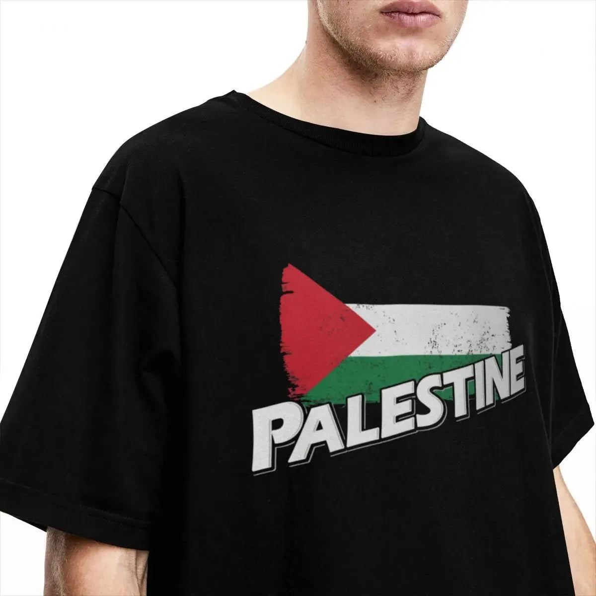 Palestine Flag T-Shirt Couple Free Gazas Vintage 100% Cotton T Shirts Beach O Neck Hippie Tees Casual Big Size Clothes
