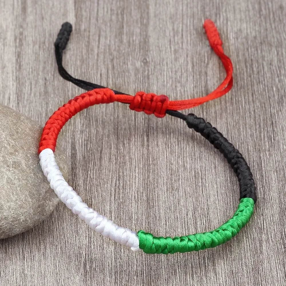 Handmade National Flag Braided Rope Bracelet Palestine Iran Country Flag Color Bangles Chain Adjustable Patriot Pulsera Jewelry