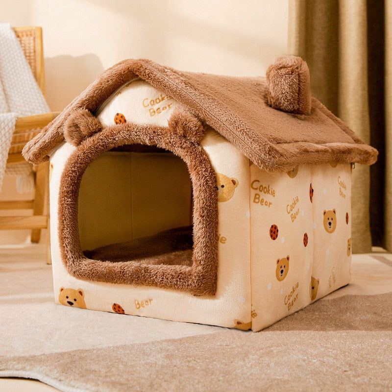 Foldable Cat House Winter Warm Chihuahua Cave Bed Cat Basket for Small Dogs Warm Mat Kennel Puppy House Deep Sleep Pet Supplies