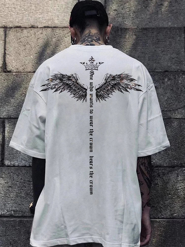 2024 Summer New Casual O Neck Cotton Tees Men Vintage Gothic Printed T Shirts For Men Harajuku Short Sleeve Pullover Tops Male