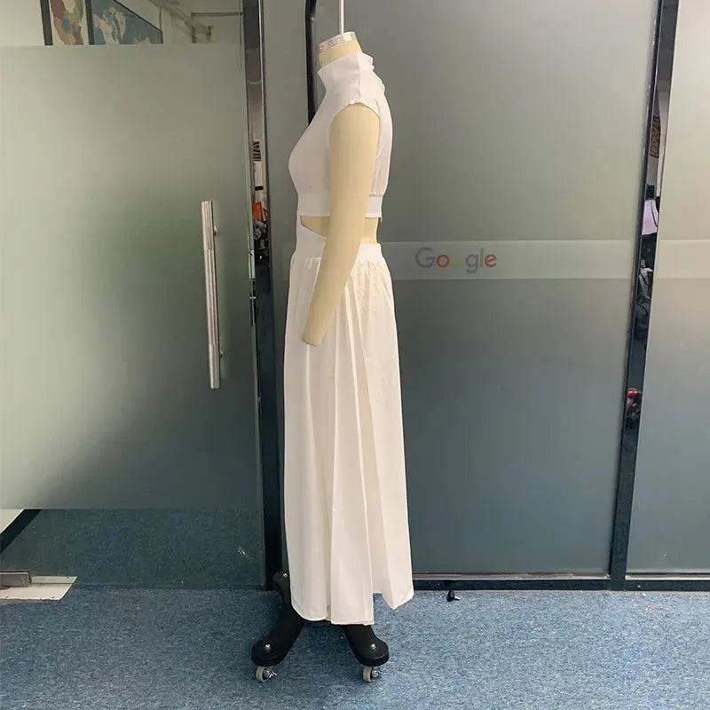 Women Maxi Dress Sleeveless Round Neck