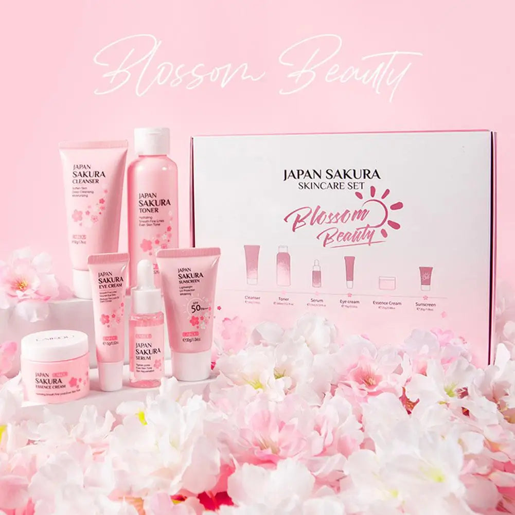 6pcs/Lot Sakura Skin Care Sets Face Cream Serum Toner Facial Cleanser Sunscreen Eye Cream Face Skin Care Set Product