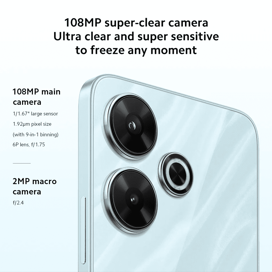 Global Version Xiaomi Redmi 13 Smartphone 108MP Main Camera 5030mAh Battery MTK Helio G91-Ultra 6.79“ Display 33W Fast Charging