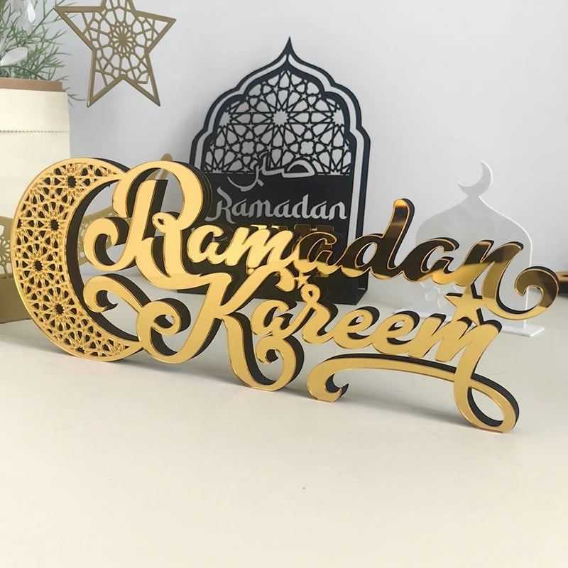 2025 Acrylic Ramadan Ornament Eid al-Fitr Decorations Moon Star Castle Shape Crafts Islamic Muslim Festive Decor Party Gift