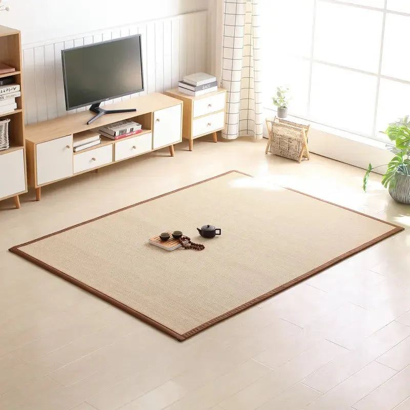 Tatami Mat Bamboo Woven Carpet Living Room Bedside Crawling Floor Mat Bedroom Mat Balcony Bay Window Cushion Foldable Carpet