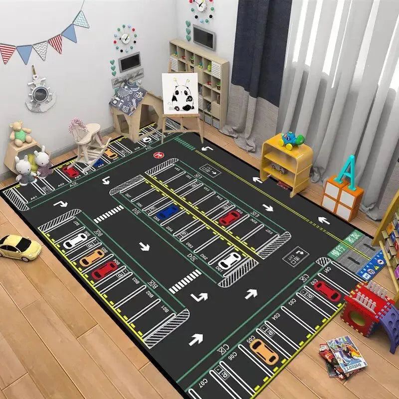 Children's Anti-slip Rug Crawl Mat Road Traffic Route Map Rug Living Room Sofa Coffee Table Carpets Baby Climbing Play Carpet