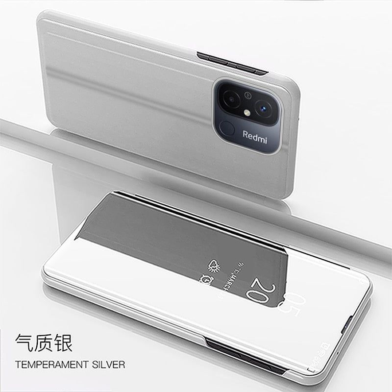 Xiaomi Redmi 12C Case Smart Mirror View Magnetic Flip Leather Stand Phone Case For Xiaomi Redmi 12C 12 C Redmi12C Back Cover - Jointcorp