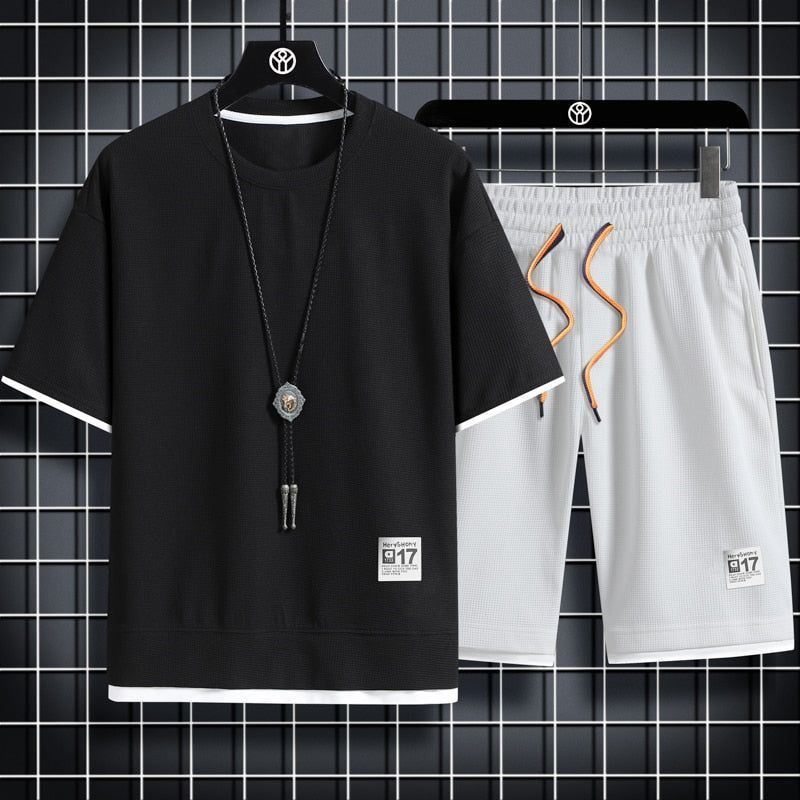 sport t shirt suits 2 piece matching sets outfit clothes for men