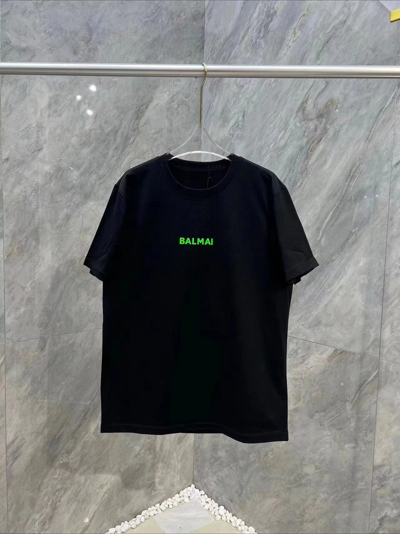 2025Summer Fashion Men's T-shirt Balmai Top Luxury Brand Letter Print T-shirt Short Sleeve T-shirt Women's Fashion Crew-neck Top