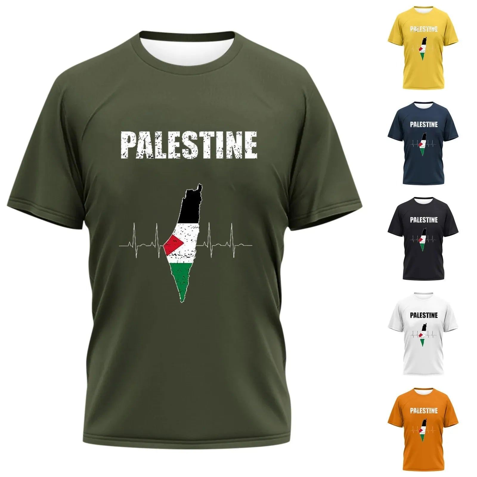 Mens Palestine T Shirts Short Sleeve Printed Round Neck Cool Top Casual Sweatshirt Palestinian Dna Tee Tops Clothing For Men