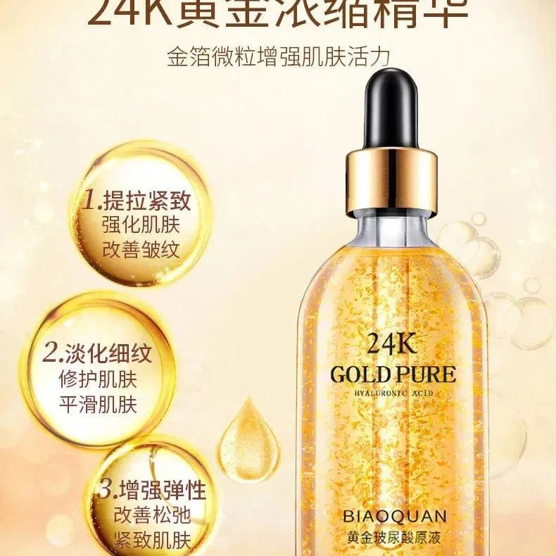 100ml 24k Gold Hyaluronic Acid Nicotinamide Face Serum Anti Aging Facial Lifting Collagen Essence Skin Care Whitening Serum