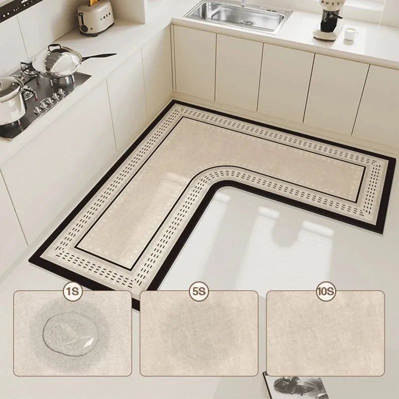 Kitchen Carpet L-Shape Floor Mat Non-slip Area Rug Absorbent Foot Mats Water-absorbent Quick-drying Alfombra De Cocina 주방 카펫