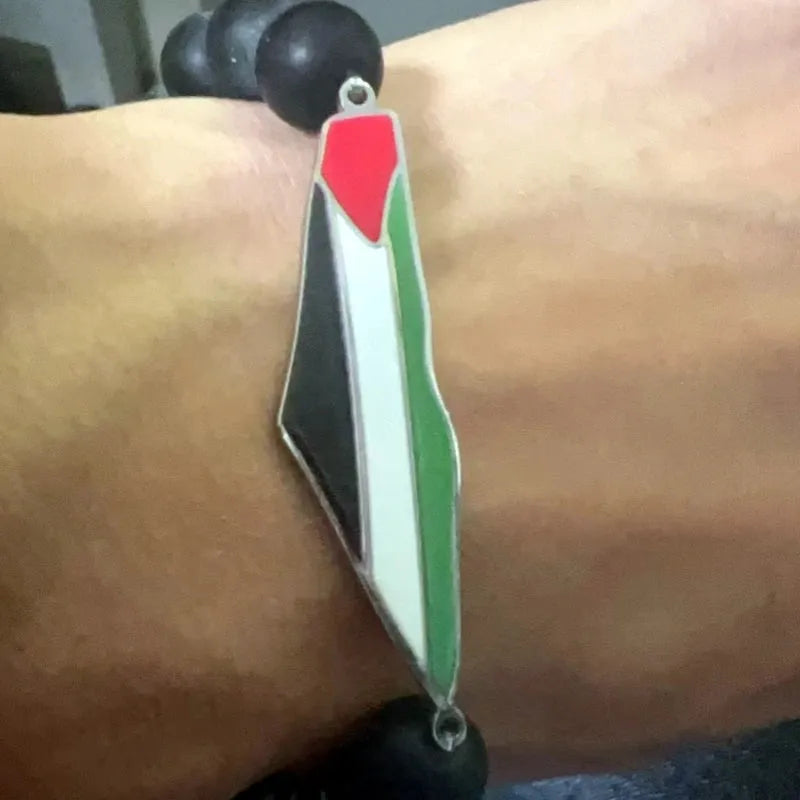 HNSP Stainless Steel Palestine Bracelet Beaded For Men Women Palestine Series Map Flag Pendant Jewelry Accessories