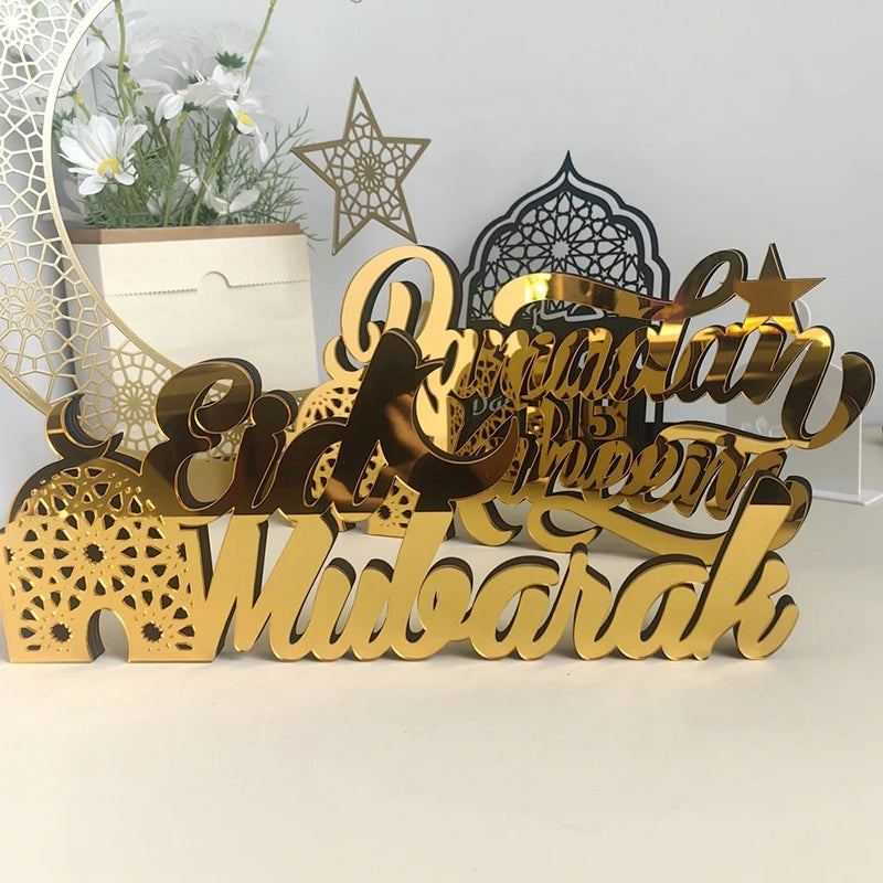2025 Acrylic Ramadan Ornament Eid al-Fitr Decorations Moon Star Castle Shape Crafts Islamic Muslim Festive Decor Party Gift