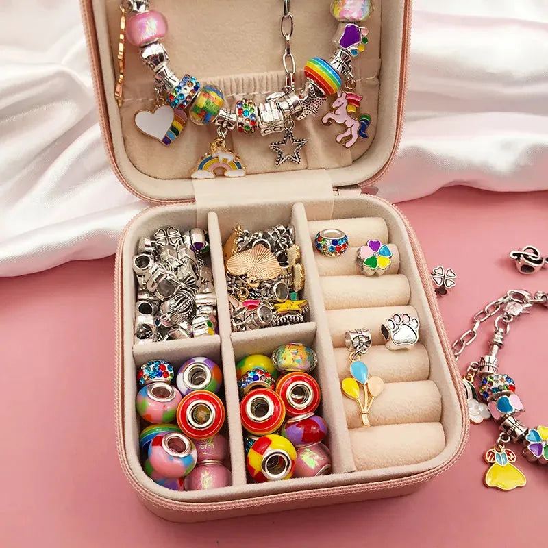 Charm Bracelet Making Kit for Girls,Gift Box 66 Pcs of Jewelry Making Kit