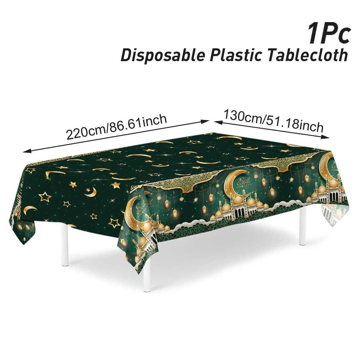 Eid Mubarak Star Moon Tablecloth Ramadan Kareem Decor for Home 2025 Islamic Muslim Party Eid Al Adha Supplies Castle Table Cover