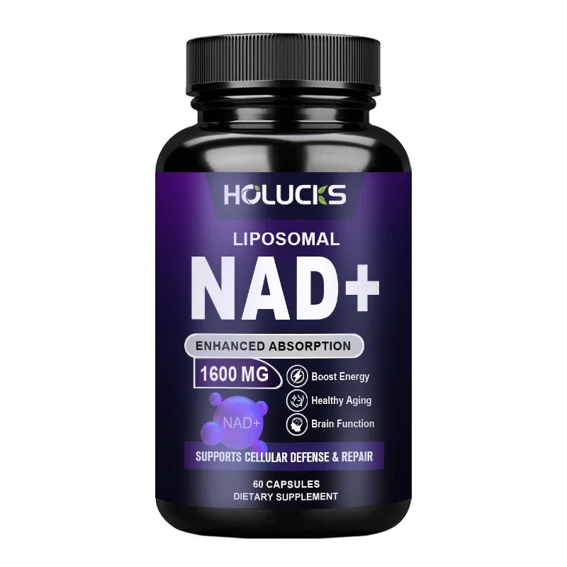 Holucks Liposomal NAD Supplements - Anti-aging, Energy and Focus, Support Cellular Health -60/120 Capsules