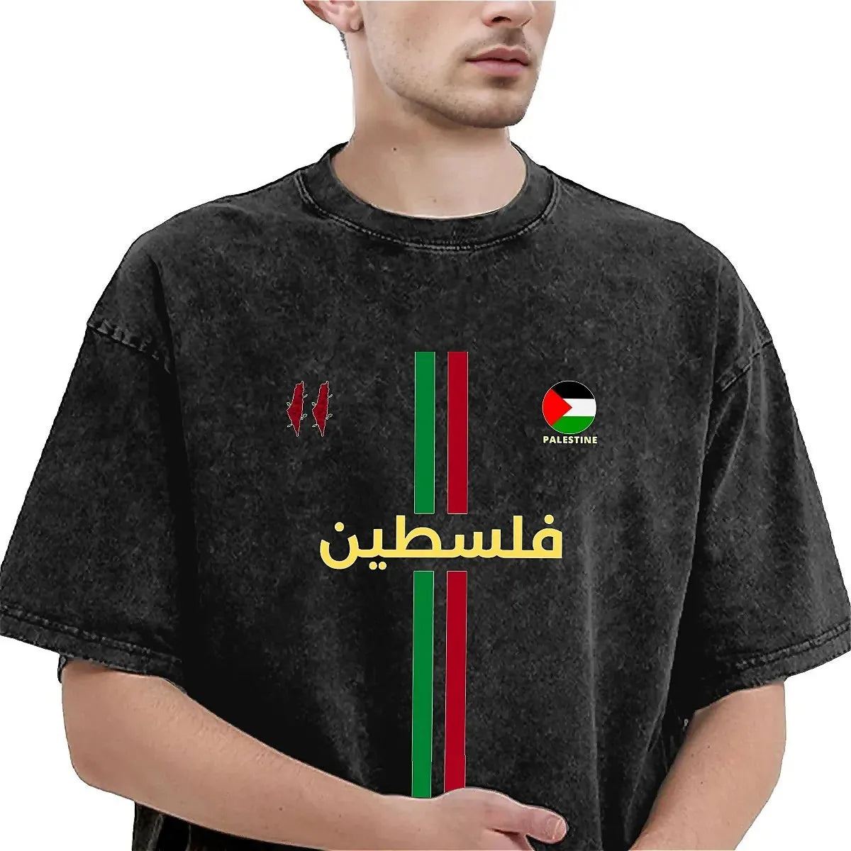 Men Women's T Shirt Palestines Flag Washed T-Shirts Popular Palestinians Map Summer Tees Streetwear Pattern Clothes Plus Size