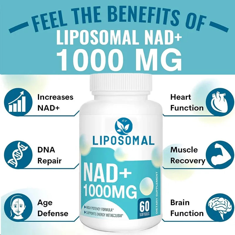 Liposome Nad+supplement 1000mg Maximum Absorbed Energy And Dna Repair 60 Soft Capsules
