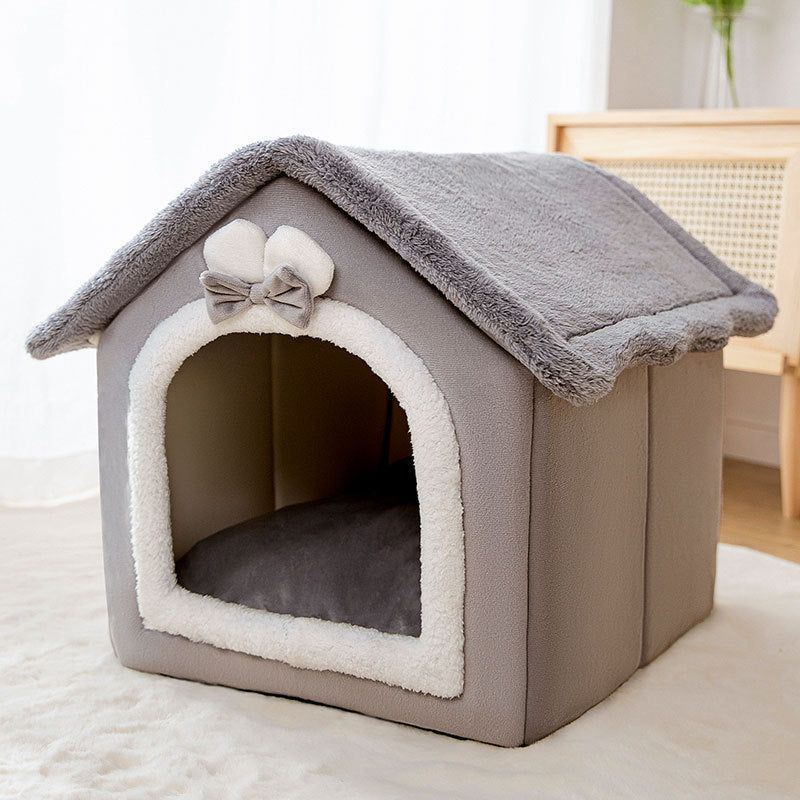 Foldable Cat House Winter Warm Chihuahua Cave Bed Cat Basket for Small Dogs Warm Mat Kennel Puppy House Deep Sleep Pet Supplies