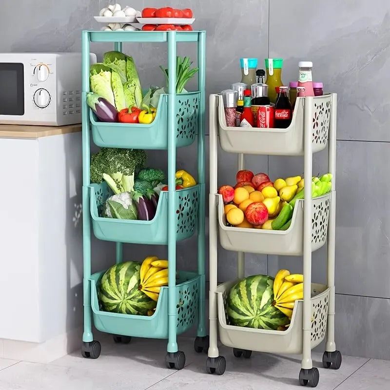Kitchen Storage Rack Floor Mounted Multilayer Fruit And Vegetable Basket Household Removable Snack Toy Storage Artifact
