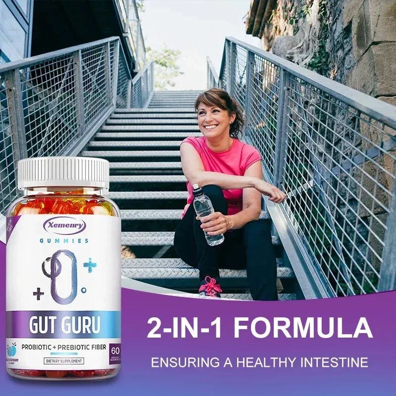 GUT GURU Prebiotic and Probiotic Gummies - Digestive Tract and Immune Support for Men and Women