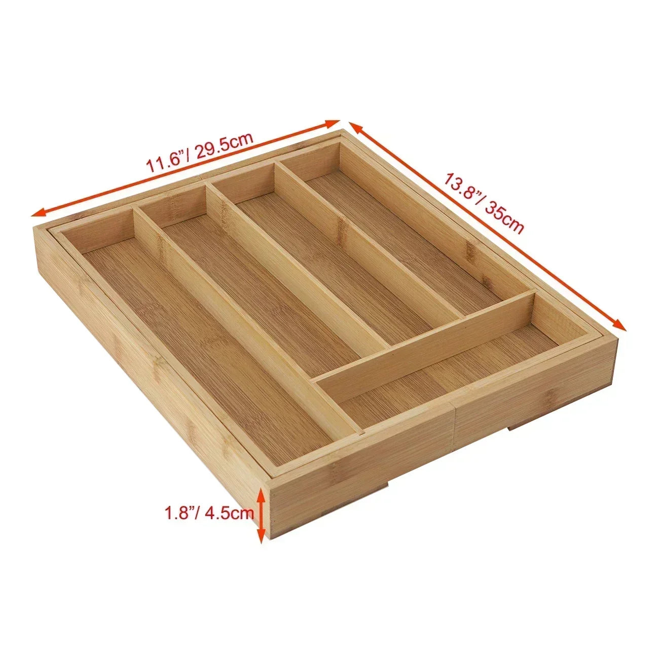 5-Grid Bamboo Drawer Organizer Kitchen knife Fork Cutlery Tray Expandable Utensil Flatware Storage Box For Kitchen & Home
