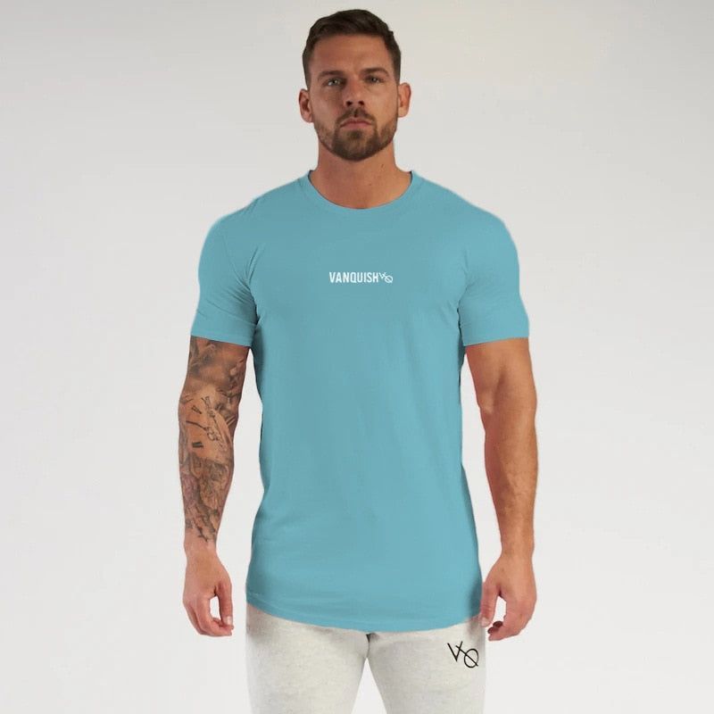 Men's T-shirts Cotton round neck slim Gym Sports Fitness T-Shirt Fashion Men's Clothing
