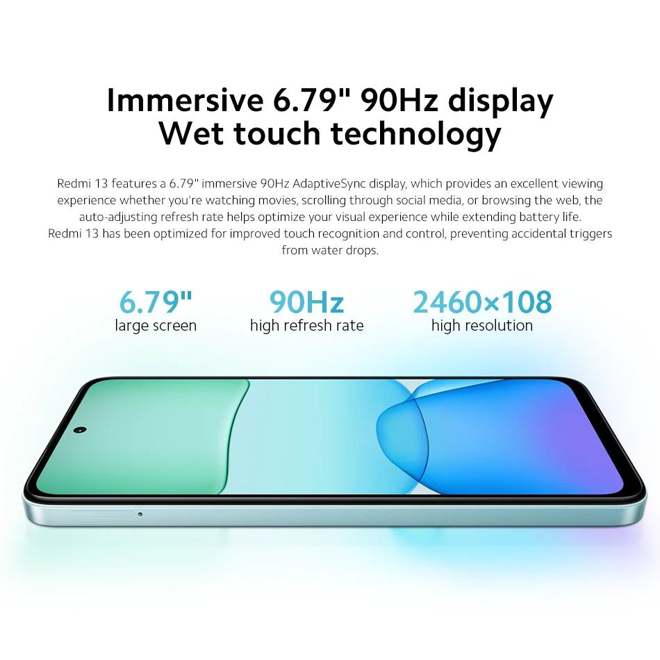Global Version Xiaomi Redmi 13 Smartphone 108MP Main Camera 5030mAh Battery MTK Helio G91-Ultra 6.79“ Display 33W Fast Charging