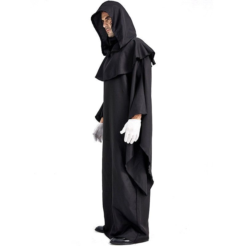 Adult Caster Costumes for Men Women Black Hooded Scary Witch Devil Cosplay Costume for Halloween Party Clothes