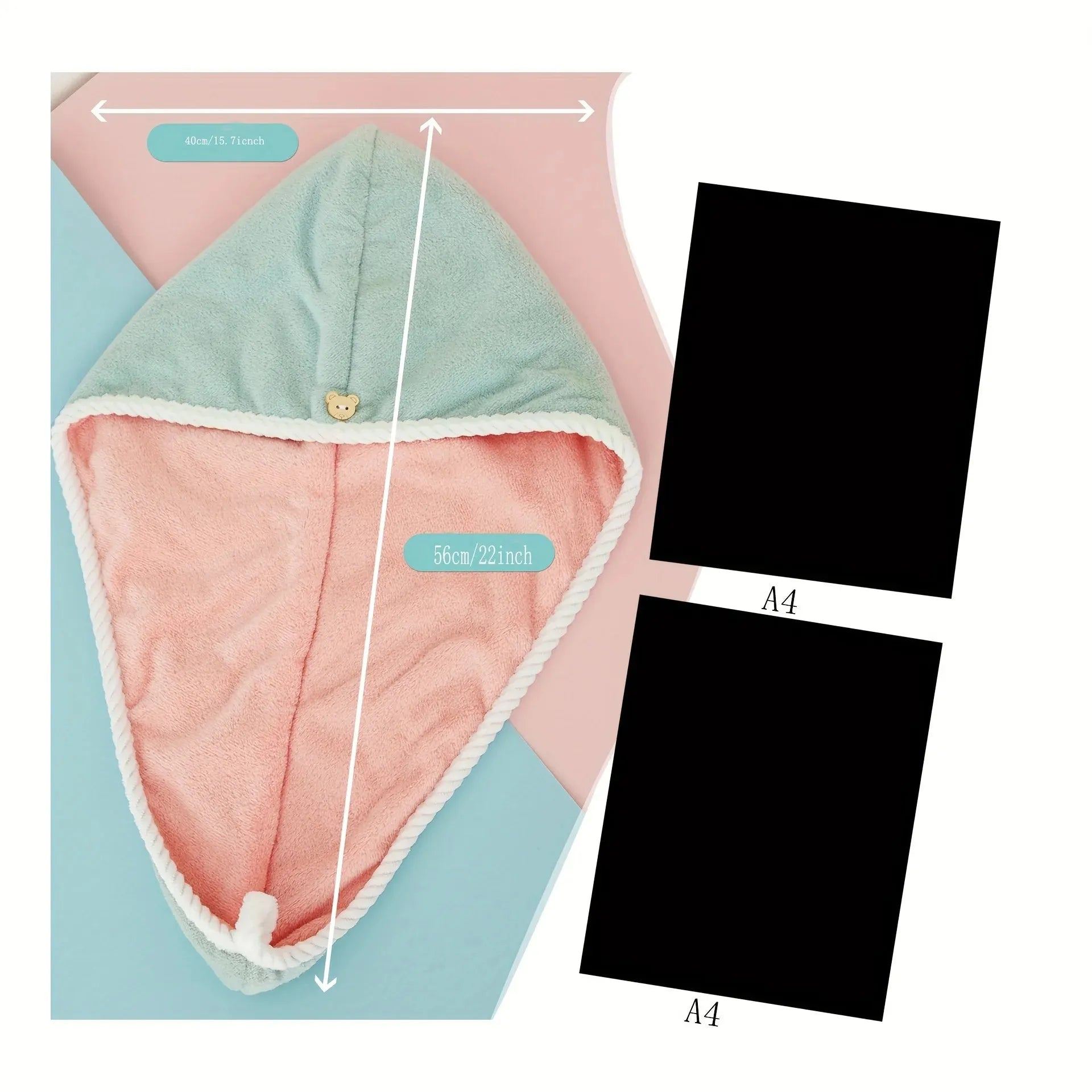 Ultra-Absorbent Microfiber Hair Towel - Double-Layered, Quick-Dry Design - Ideal for Shower, Gym & Spa Use