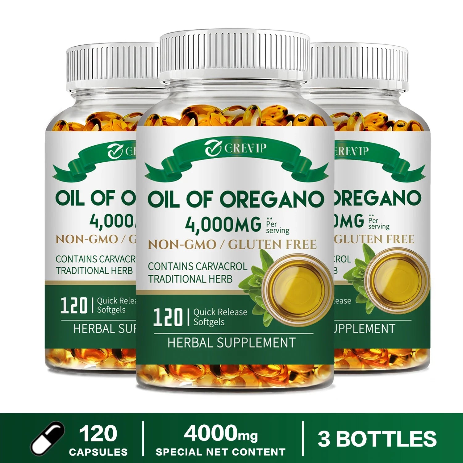 Oil of Oregano 4000mg - Relieves Bloating and Flatulence, Boosts Immunity